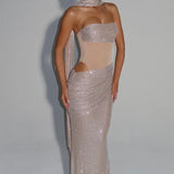Estelle | Strapless Draped Panel Ruched Maxi Dress