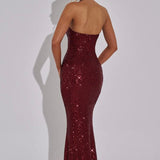 Estara | Contoured Fishtail Embellished Halter Maxi Dress