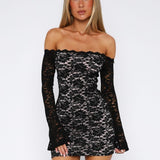 Liv | Stretchy Off-Shoulder Lace Mini Dress