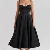 Daisy | Structured Bodice Luxurious Satin Corset Midi Dress