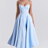 Daisy | Structured Bodice Luxurious Satin Corset Midi Dress