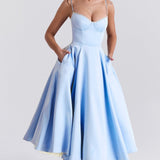 Daisy | Structured Bodice Luxurious Satin Corset Midi Dress