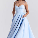 Daisy | Structured Bodice Luxurious Satin Corset Midi Dress