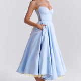 Daisy | Structured Bodice Luxurious Satin Corset Midi Dress