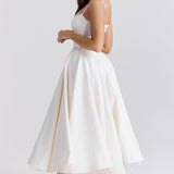 Daisy | Structured Bodice Luxurious Satin Corset Midi Dress