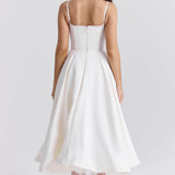 Daisy | Structured Bodice Luxurious Satin Corset Midi Dress