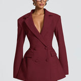 Casey | Structured Sharp Shoulder Plunge Choker Tailored Mini Dress