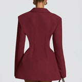 Casey | Structured Sharp Shoulder Plunge Choker Tailored Mini Dress