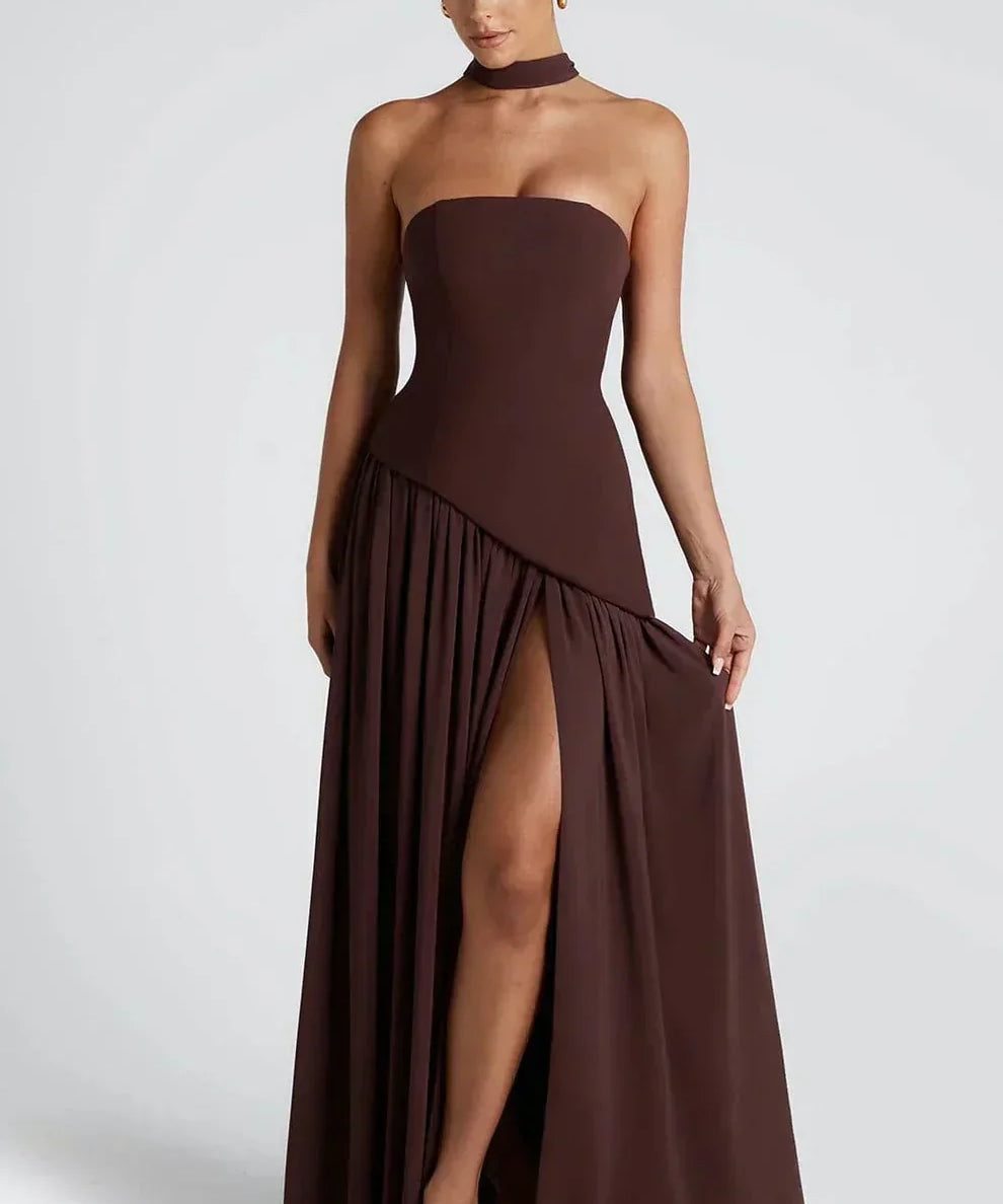 Donna | Asymmetrical Strapless Sculpted Maxi Dress