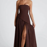 Donna | Asymmetrical Strapless Sculpted Maxi Dress