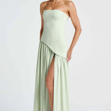 Donna | Asymmetrical Strapless Sculpted Maxi Dress