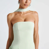Donna | Asymmetrical Strapless Sculpted Maxi Dress