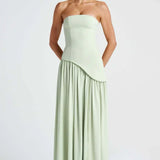 Donna | Asymmetrical Strapless Sculpted Maxi Dress