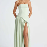 Donna | Asymmetrical Strapless Sculpted Maxi Dress