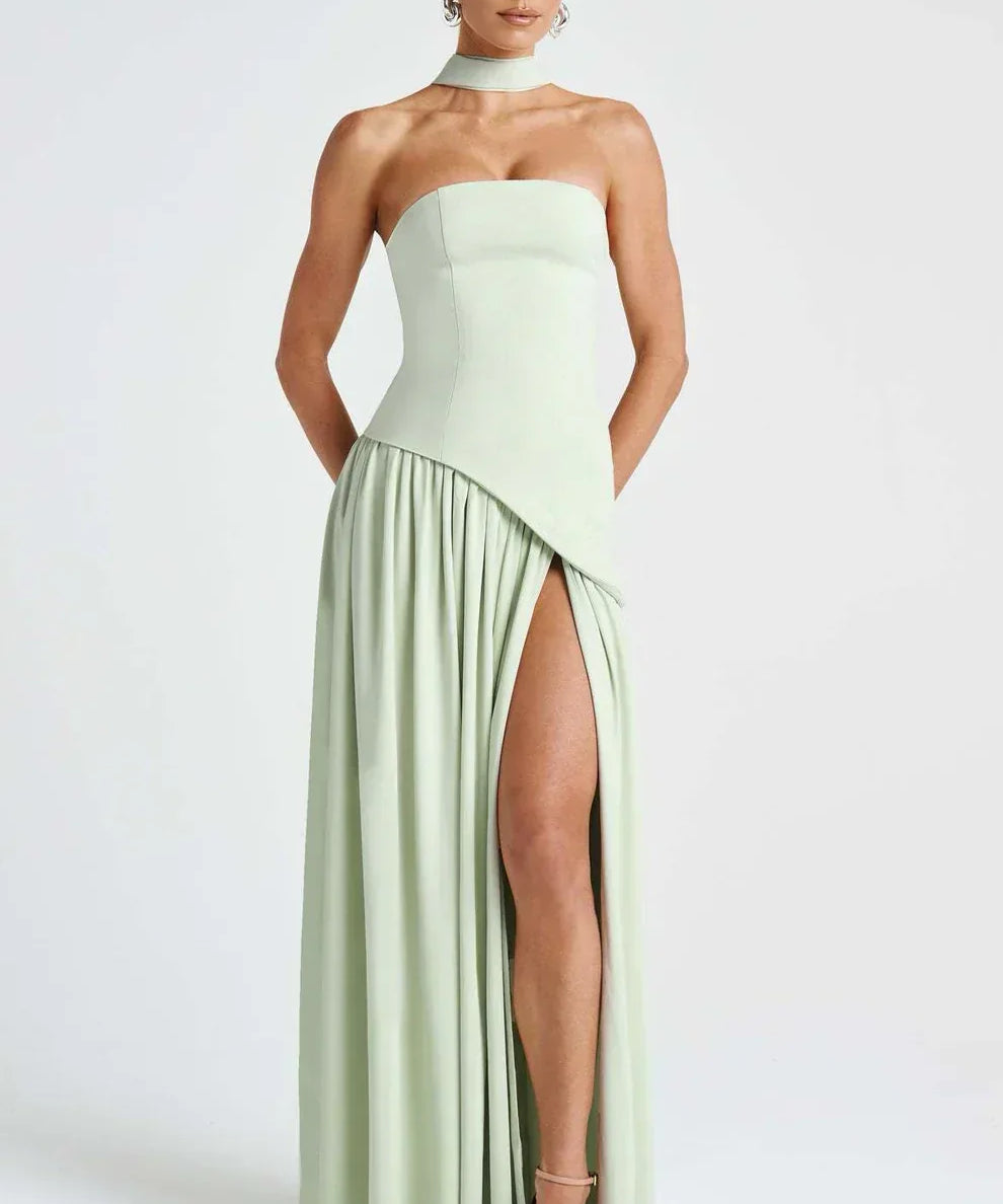 Donna | Asymmetrical Strapless Sculpted Maxi Dress