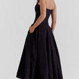 Nyssa | Full Pleated Romantic Silhouette Boned Corset Midi Dress