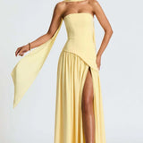 Donna | Asymmetrical Strapless Sculpted Maxi Dress