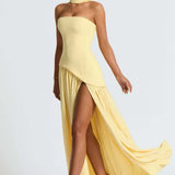 Donna | Asymmetrical Strapless Sculpted Maxi Dress