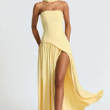 Donna | Asymmetrical Strapless Sculpted Maxi Dress