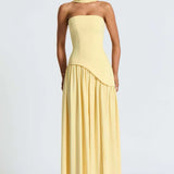 Donna | Asymmetrical Strapless Sculpted Maxi Dress