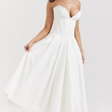 Nyssa | Full Pleated Romantic Silhouette Boned Corset Midi Dress