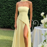 Donna | Asymmetrical Strapless Sculpted Maxi Dress
