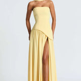 Donna | Asymmetrical Strapless Sculpted Maxi Dress
