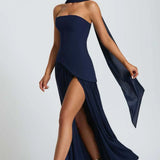 Donna | Asymmetrical Strapless Sculpted Maxi Dress