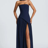 Donna | Asymmetrical Strapless Sculpted Maxi Dress