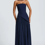 Donna | Asymmetrical Strapless Sculpted Maxi Dress
