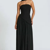 Donna | Asymmetrical Strapless Sculpted Maxi Dress