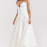 Nyssa | Full Pleated Romantic Silhouette Boned Corset Midi Dress