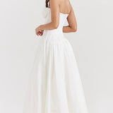 Nyssa | Full Pleated Romantic Silhouette Boned Corset Midi Dress