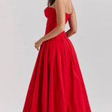 Nyssa | Full Pleated Romantic Silhouette Boned Corset Midi Dress
