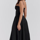 Charlotte | Underwired Sweetheart Twill Corset Midi Dress