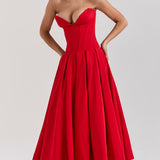 Nyssa | Full Pleated Romantic Silhouette Boned Corset Midi Dress
