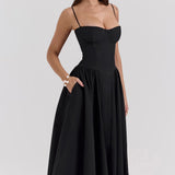 Charlotte | Underwired Sweetheart Twill Corset Midi Dress