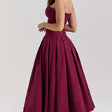 Nyssa | Full Pleated Romantic Silhouette Boned Corset Midi Dress