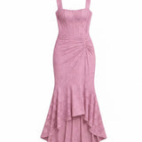 Naomi | Bias Cut Satin Luminous Neutral Midi Dress