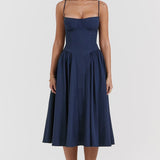 Charlotte | Underwired Sweetheart Twill Corset Midi Dress