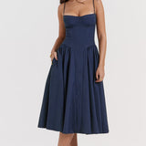 Charlotte | Underwired Sweetheart Twill Corset Midi Dress