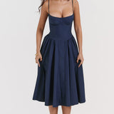 Charlotte | Underwired Sweetheart Twill Corset Midi Dress