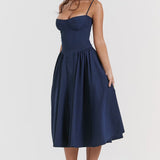 Charlotte | Underwired Sweetheart Twill Corset Midi Dress