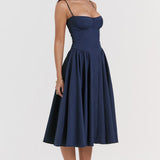 Charlotte | Underwired Sweetheart Twill Corset Midi Dress