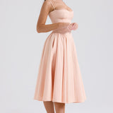 Charlotte | Underwired Sweetheart Twill Corset Midi Dress