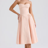 Charlotte | Underwired Sweetheart Twill Corset Midi Dress