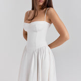 Charlotte | Underwired Sweetheart Twill Corset Midi Dress