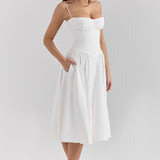 Charlotte | Underwired Sweetheart Twill Corset Midi Dress