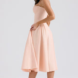 Charlotte | Underwired Sweetheart Twill Corset Midi Dress