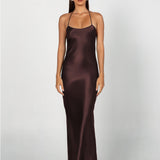 Euredice | Into Love Halter Maxi Dress  High-Shine Satin Bridesmaid Gown